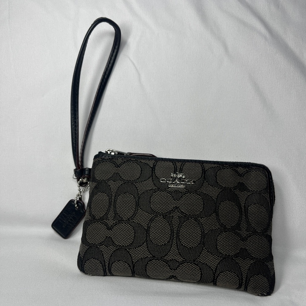 Coach Black and Charcoal Signature Wristlet